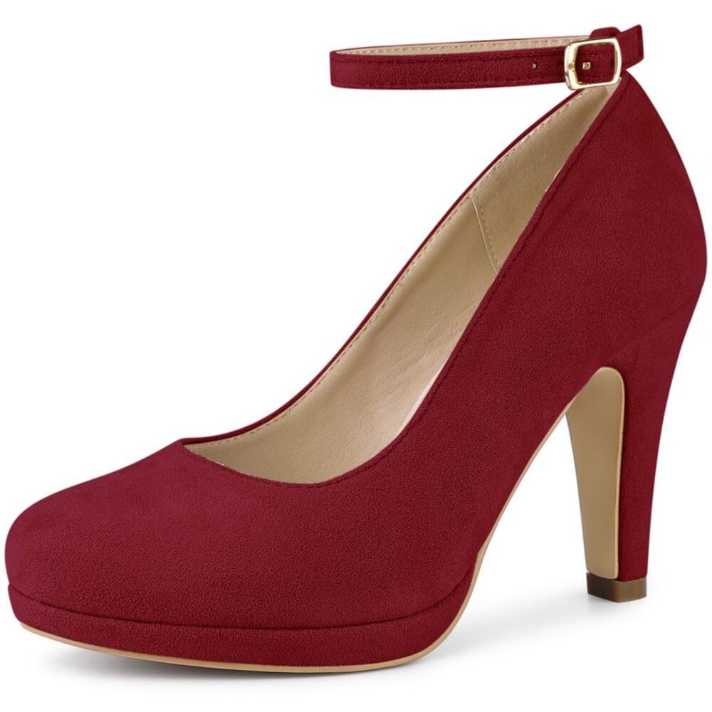 Perphy Mary Jane Pump Ankle Strap Round Toe Stiletto Heels Pumps